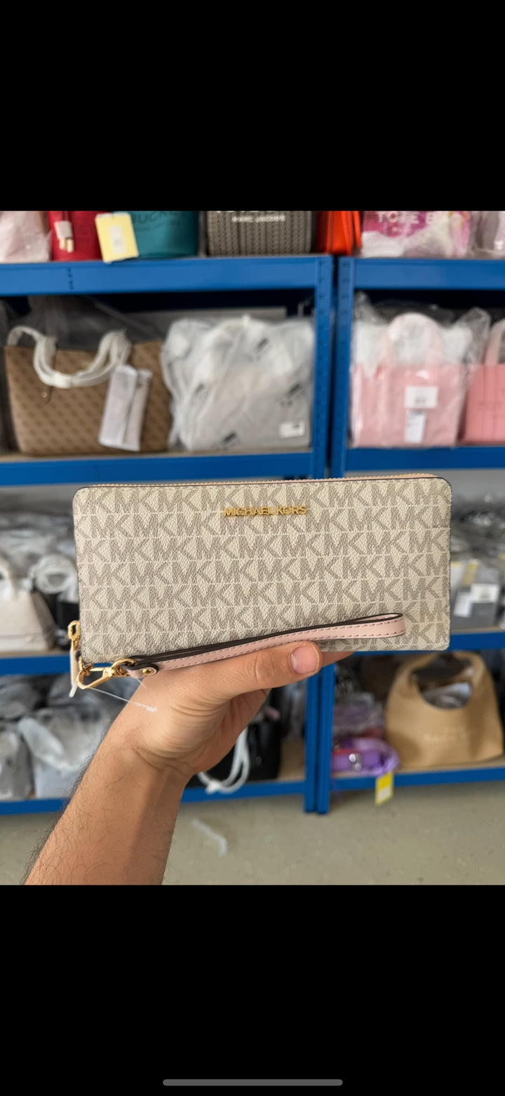 Michael Kors Jet Set Geldbeutel Vanilla/Powder Blush