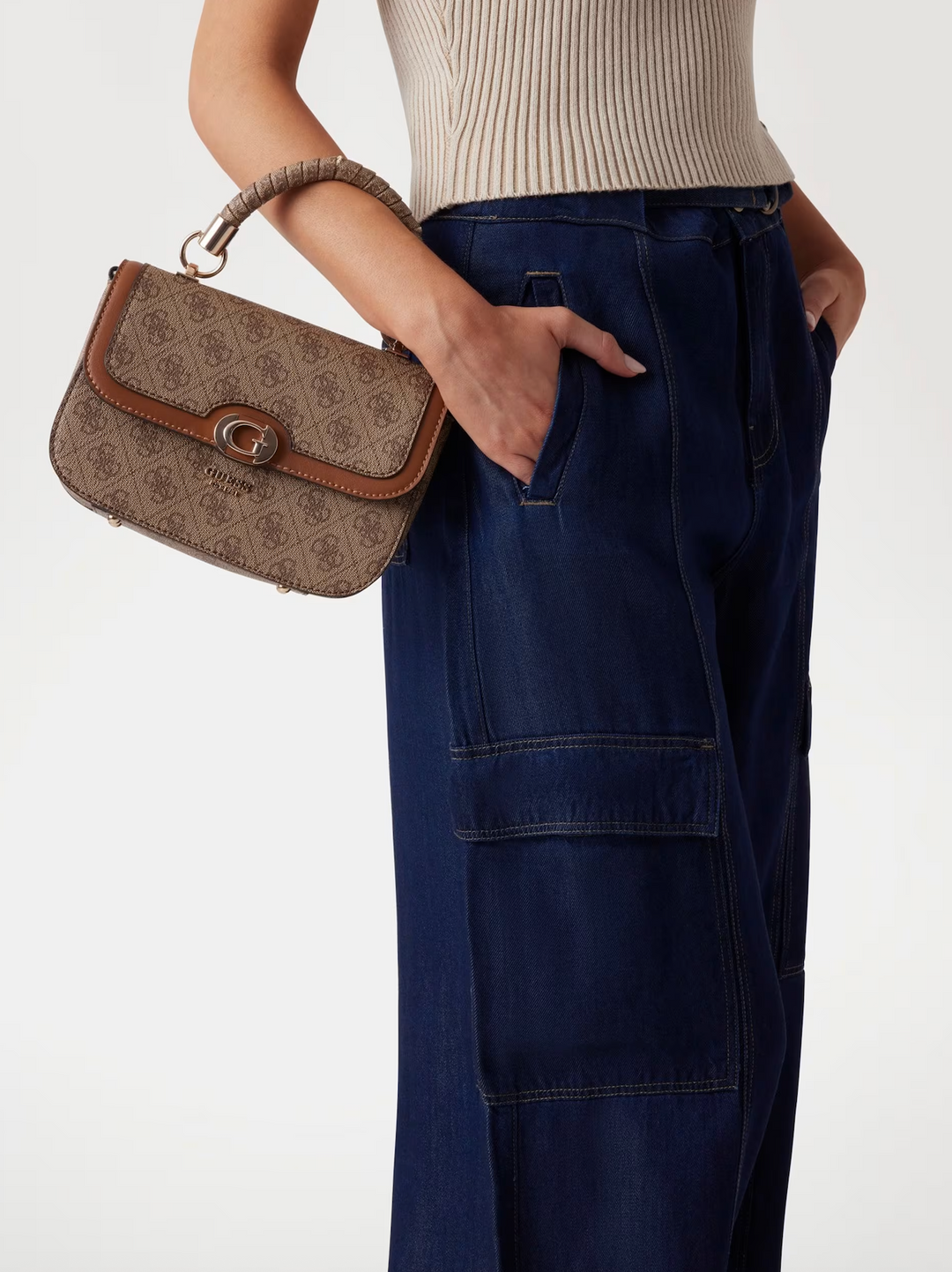 Guess Orlina Logo Latte Logo Brown