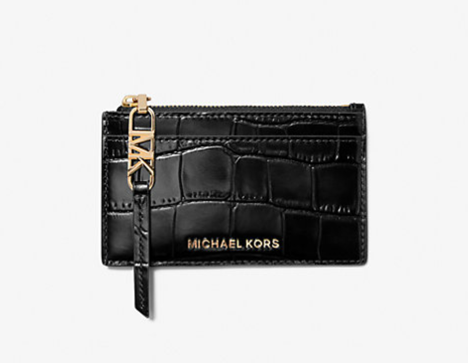 Michael Kors Kartenetui Empire Small aus Leder mit Krokodilprägung