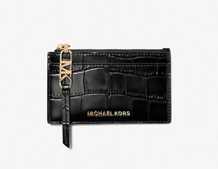 Michael Kors Kartenetui Empire Small aus Leder mit Krokodilprägung