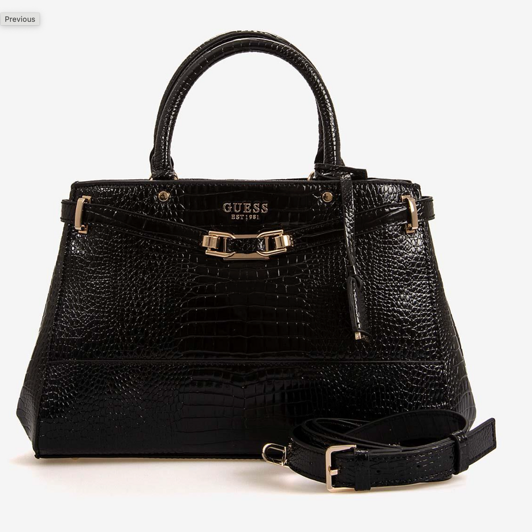 Guess Silvye Satchel Krokodil Black