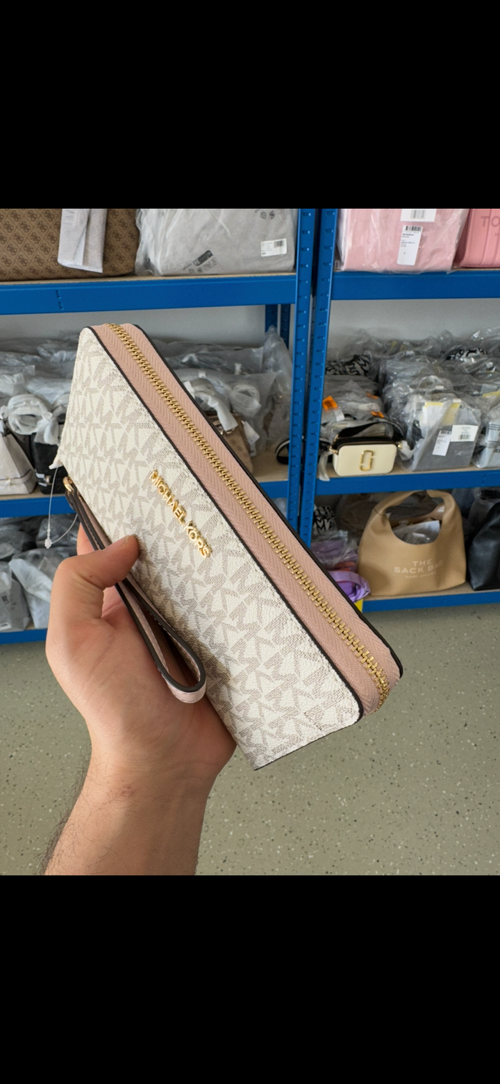 Michael Kors Jet Set Geldbeutel Vanilla/Powder Blush