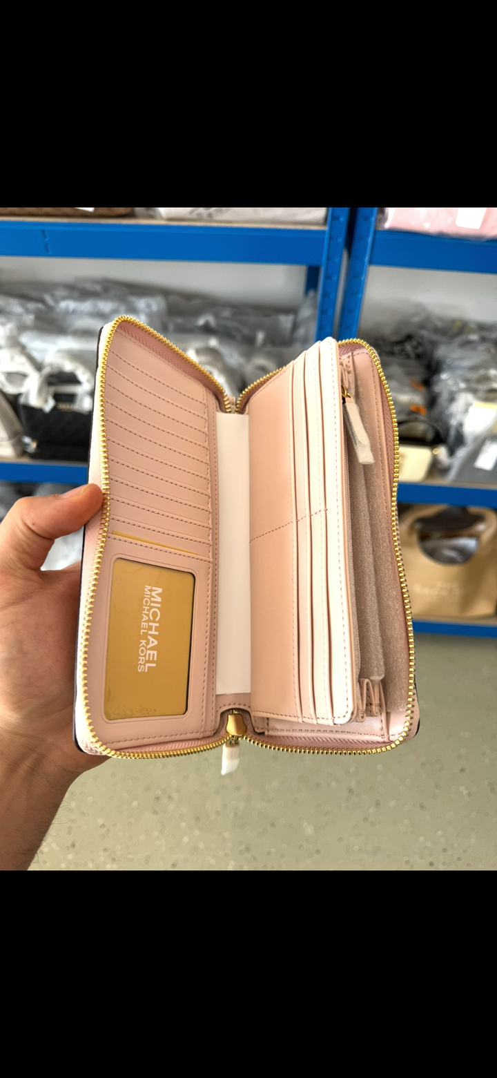 Michael Kors Jet Set Geldbeutel Vanilla/Powder Blush