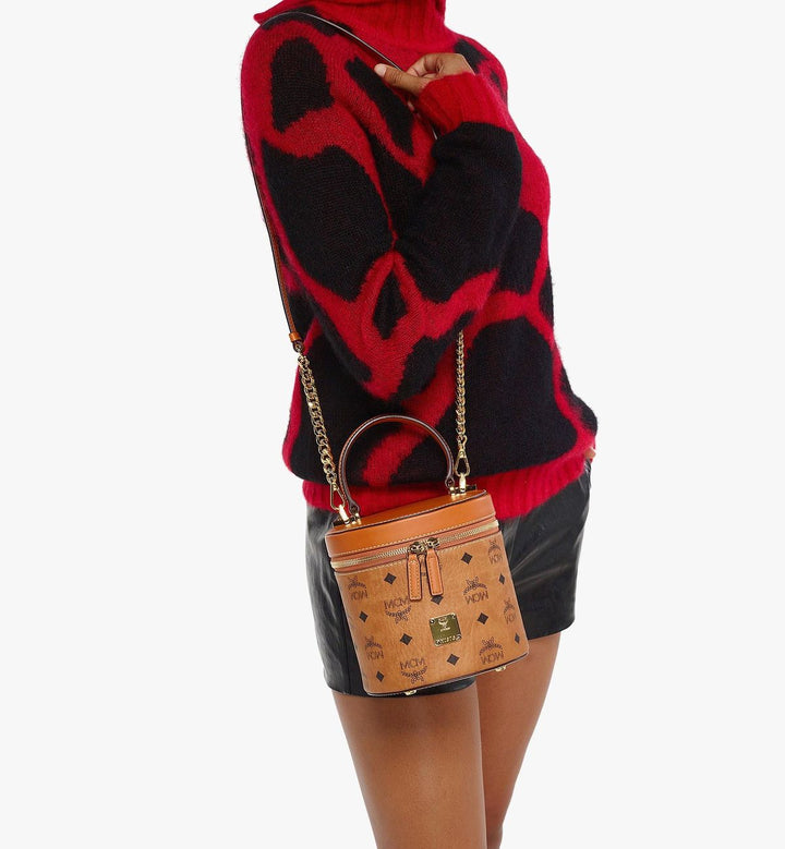 MCM Small Cylinder Crossbody Cognac