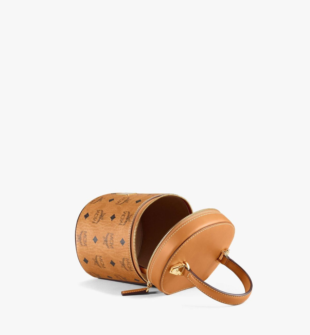 MCM Small Cylinder Crossbody Cognac